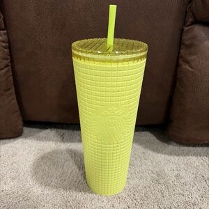 Starbucks Yellow Soft Grid Tumbler with Straw